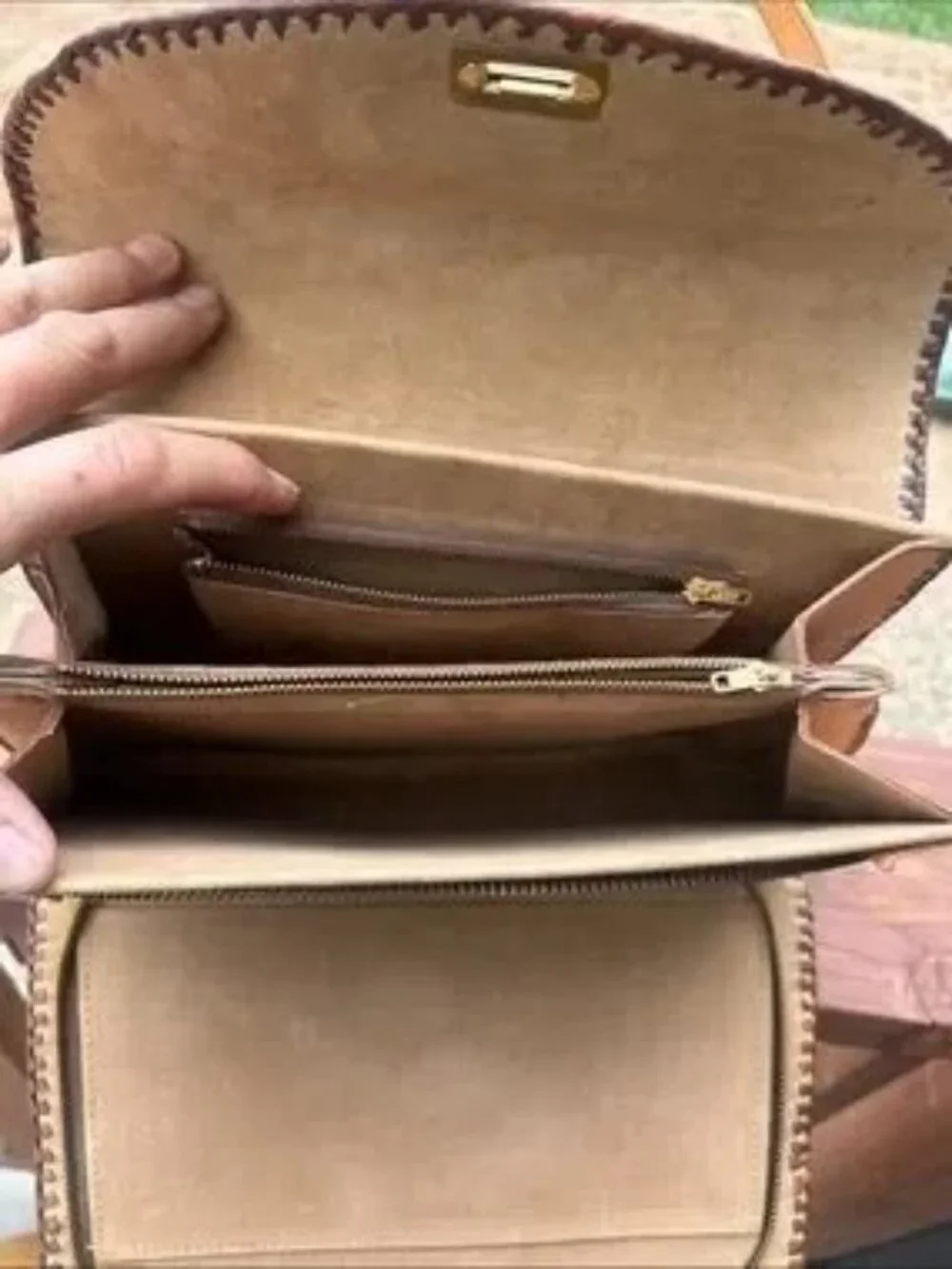 Vintage Hand-Tooled Leather Mexican Top-Handle Satchel 70's